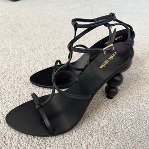 Cult Gaia Black Strappy Sandals with Bubble Heels